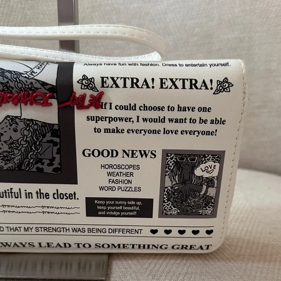 Betsey Johnson Black and White Newspaper Wristlet - Picture 4 of 15
